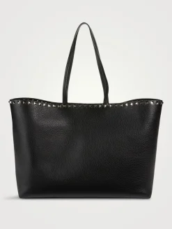 Rockstud Leather Tote Bag