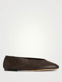 Rosa Intrecciato Leather Ballet Flats
