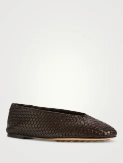 Rosa Intrecciato Leather Ballet Flats