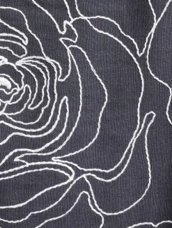 Rose-Embroidered Linen Cotton Tunic Dress