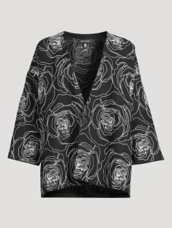 Rose-Embroidered Linen Cotton Jacket