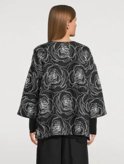 Rose-Embroidered Linen Cotton Jacket