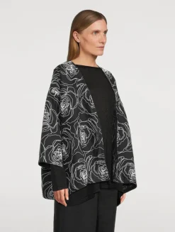 Rose-Embroidered Linen Cotton Jacket