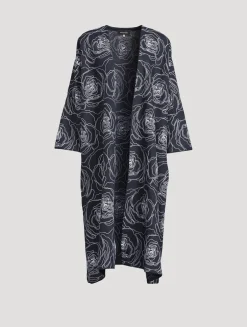 Rose-Embroidered Linen Cotton Coat