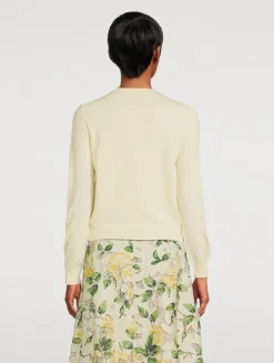 Rose-Embroidered Wool Cardigan