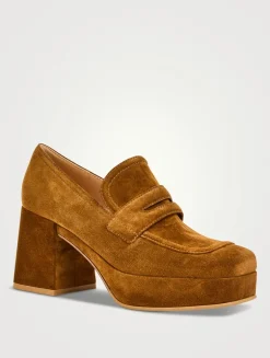 Rouen Suede Platform Penny Loafers