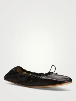 Round Leather Ballet Flats