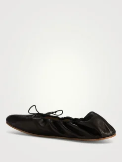 Round Leather Ballet Flats