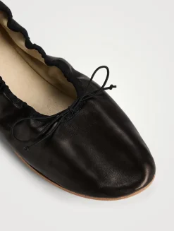 Round Leather Ballet Flats