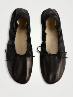 Round Leather Ballet Flats
