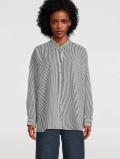 Roux Poplin Shirt In Stripe Print