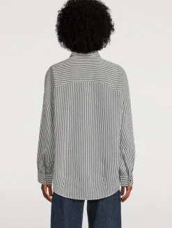 Roux Poplin Shirt In Stripe Print