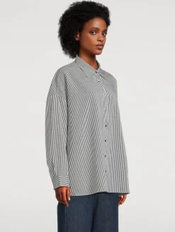 Roux Poplin Shirt In Stripe Print