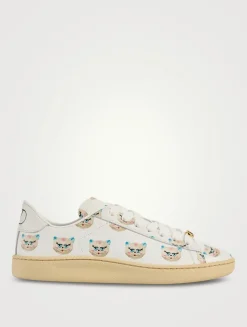 Royco Leather Sneakers In Le Chat De La Maison Print