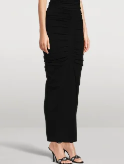 Ruched Jersey Maxi Skirt