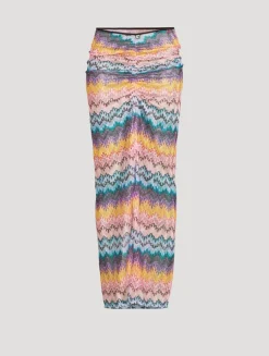 Ruched Lace Maxi Skirt