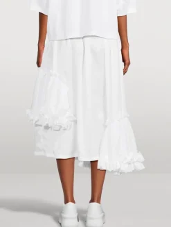 Ruffled Taffeta Midi Skirt