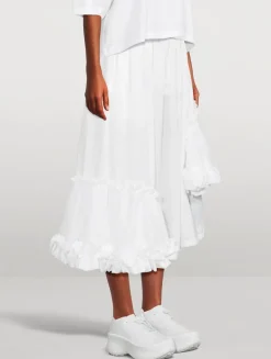Ruffled Taffeta Midi Skirt