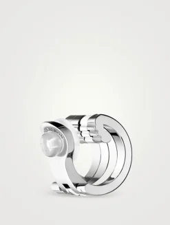 S Quatre 18K White Gold Single Clip Earring Double White Edition With Hyceram And Diamonds