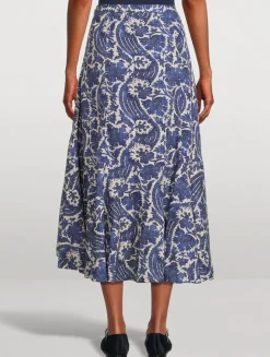 Sabina Ruffled Midi Skirt In Floral Print
