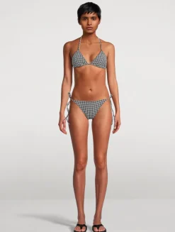 Sabrina Triangle Bikini Set In Gingham Print