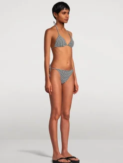 Sabrina Triangle Bikini Set In Gingham Print