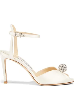 Sacora 85 Satin Heeled Sandals With Crystal Sphere