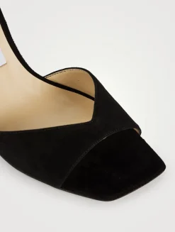 Saeda Satin Sandals With Crystal Ankle Strap