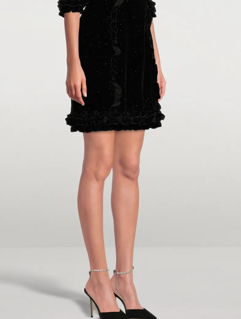 Saeda Suede Pumps With Crystal Ankle Strap