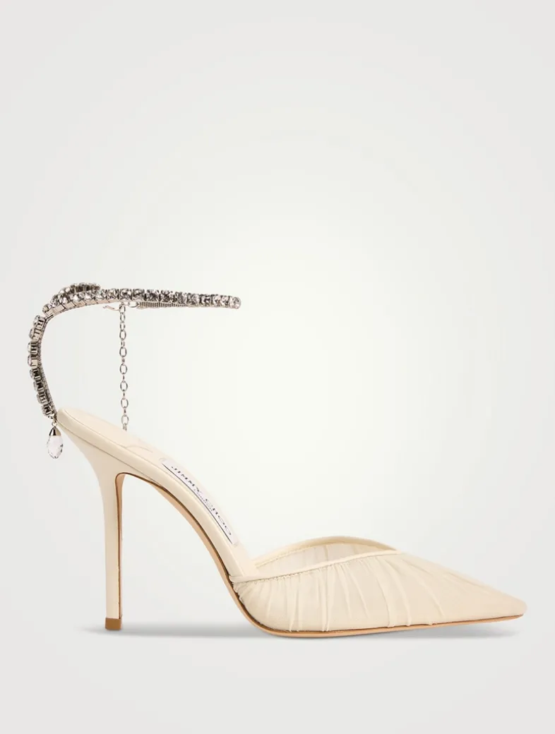 Saeda Tulle Pumps With Crystal Ankle Strap