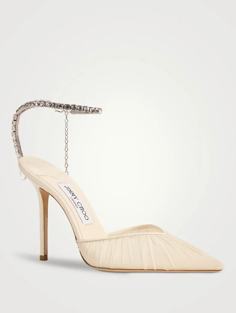 Saeda Tulle Pumps With Crystal Ankle Strap