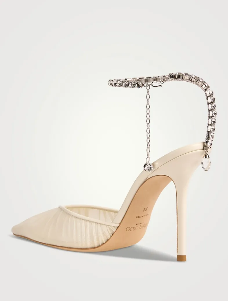 Saeda Tulle Pumps With Crystal Ankle Strap