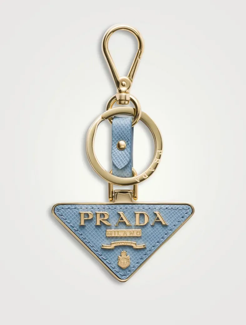 Saffiano Leather And Metal Keychain