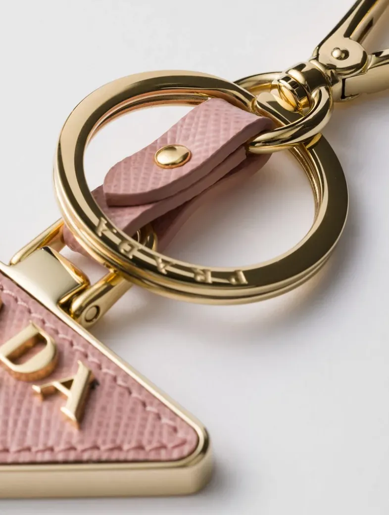 Saffiano Leather And Metal Keychain