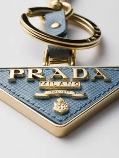 Saffiano Leather And Metal Keychain