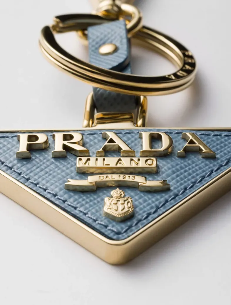 Saffiano Leather And Metal Keychain