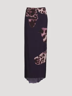 Salvix Maxi Skirt In Leopard Orchid Print