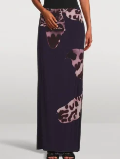 Salvix Maxi Skirt In Leopard Orchid Print