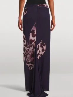 Salvix Maxi Skirt In Leopard Orchid Print