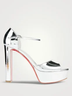 Sandaloo Mirrored Leather Platform Sandals