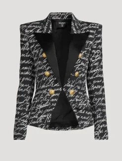 Satin Blazer In Love Letter Print
