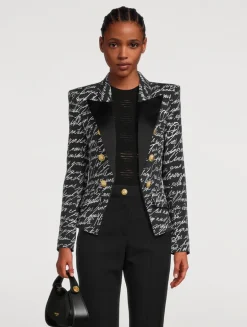 Satin Blazer In Love Letter Print