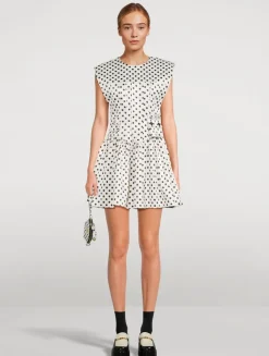 Satin Corset Mini Dress In Polka Dot Print