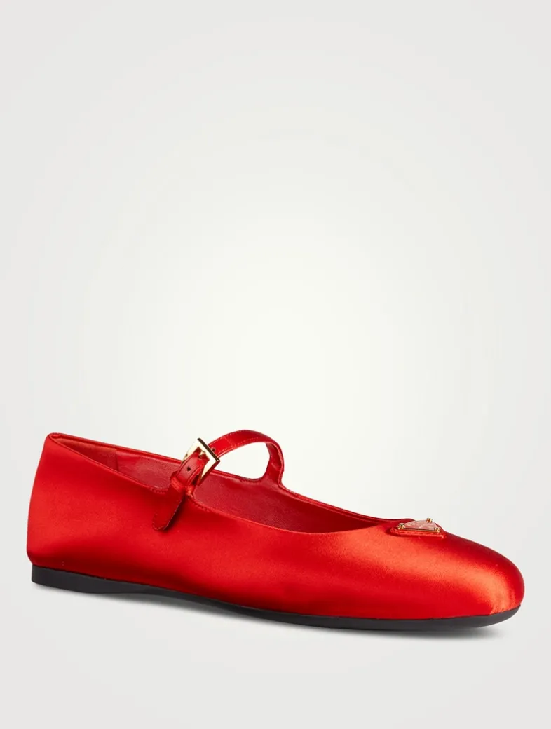 Satin Mary Jane Ballet Flats