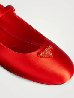 Satin Mary Jane Ballet Flats