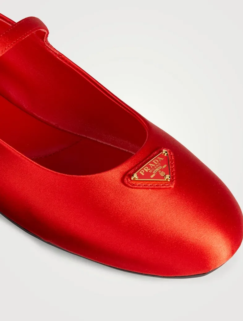 Satin Mary Jane Ballet Flats