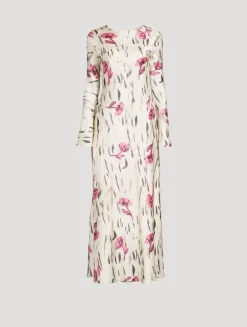 Satin Maxi Dress In Floral Print