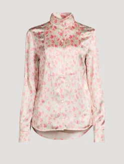 Satin Shirt In Floral Print