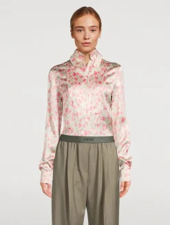Satin Shirt In Floral Print
