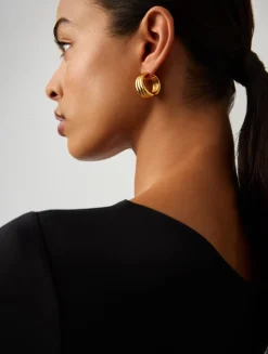 Savi Triple Ridge Large Hoop Earrings